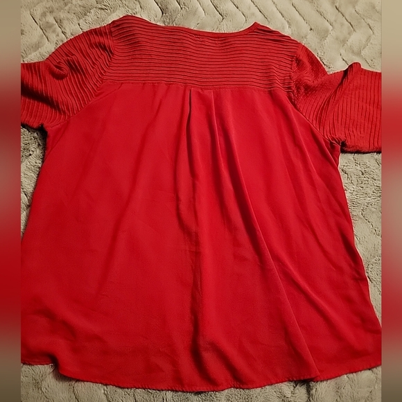 Calvin Klein Womens Plus Size 2X Sweater 3/4 Sleeves Woven Back Detail Red Ltwgt - Picture 10 of 10